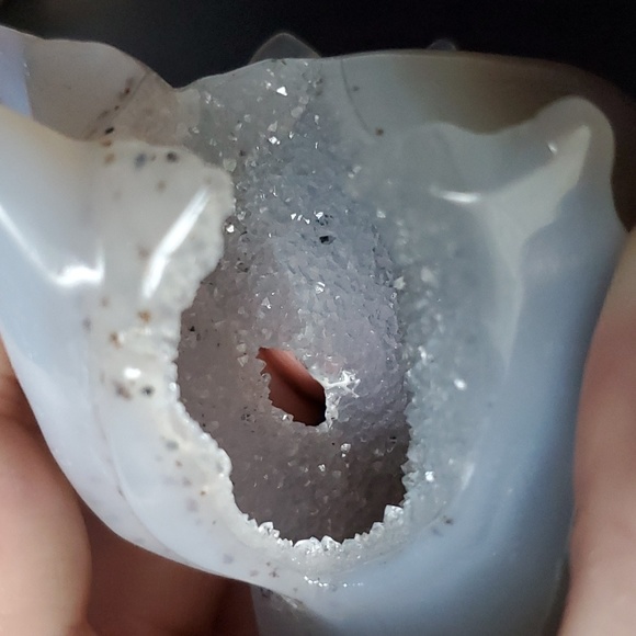 Dendritic blue agate dragon skull with druzy 🐲💀 - Picture 6 of 8